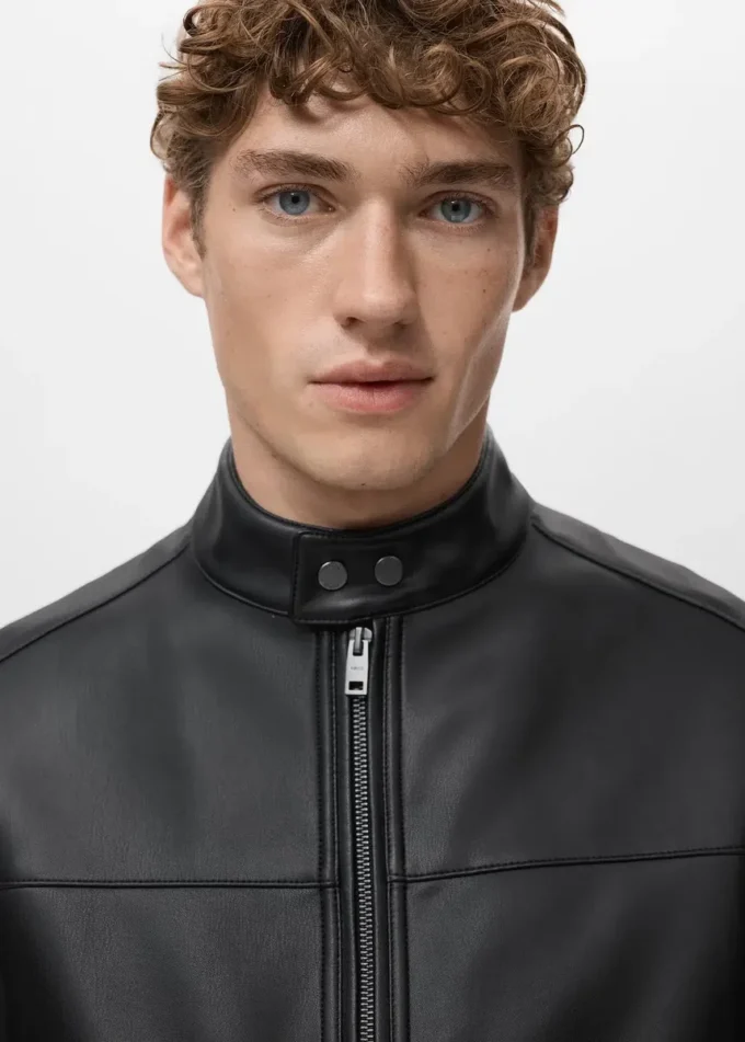 Kunstlederjacke mit Reißverschluss