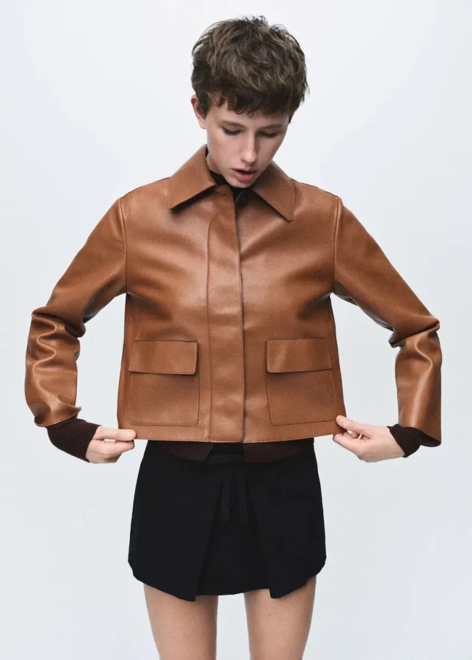 Kunstlederjacke mit Taschen
