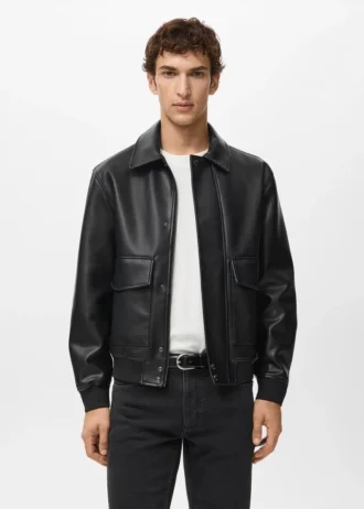 Kunstlederjacke mit Taschen