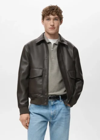 Kunstlederjacke mit Taschen
