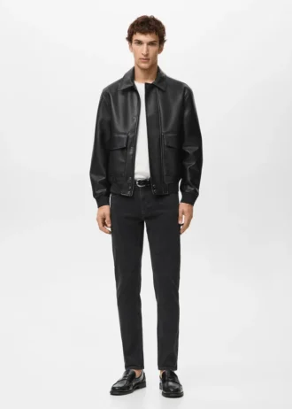 Kunstlederjacke mit Taschen