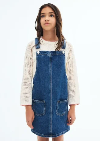 Kurzer Jeans-Latzrock