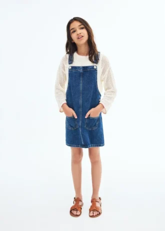 Kurzer Jeans-Latzrock