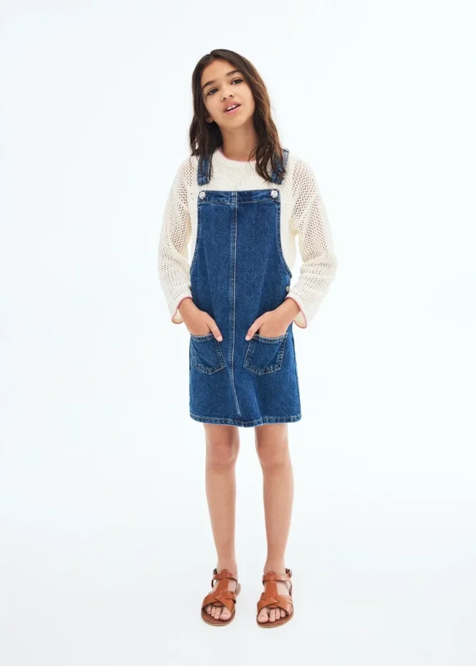 Kurzer Jeans-Latzrock