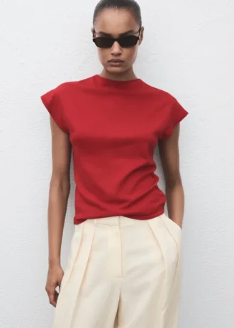 Kurzärmeliger Feinstrickpullover