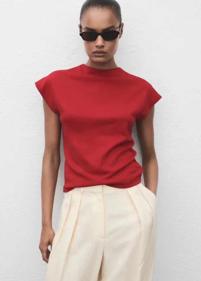Kurzärmeliger Feinstrickpullover