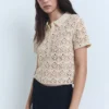 Kurzärmeliger Häkelpullover