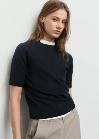 Kurzärmeliger Pullover aus Wollmischung
