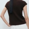 Kurzärmeliger Strickpullover aus Baumwolle