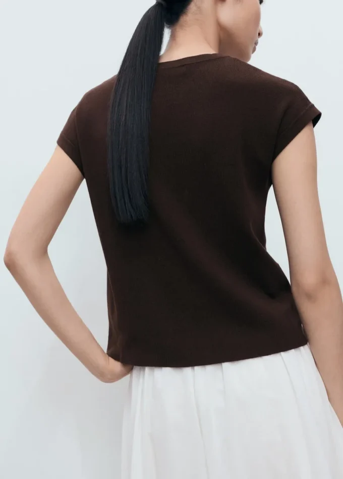 Kurzärmeliger Strickpullover aus Baumwolle
