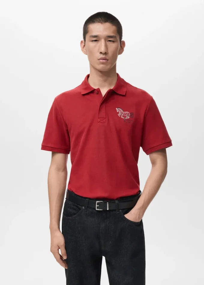 Kurzärmeliges Baumwoll-Poloshirt