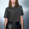 Kurzärmeliges Lurex-T-Shirt