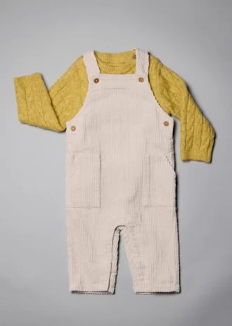 Lange Cord-Latzhose