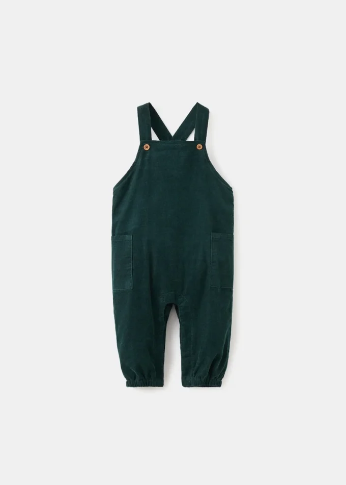 Lange Cord-Latzhose