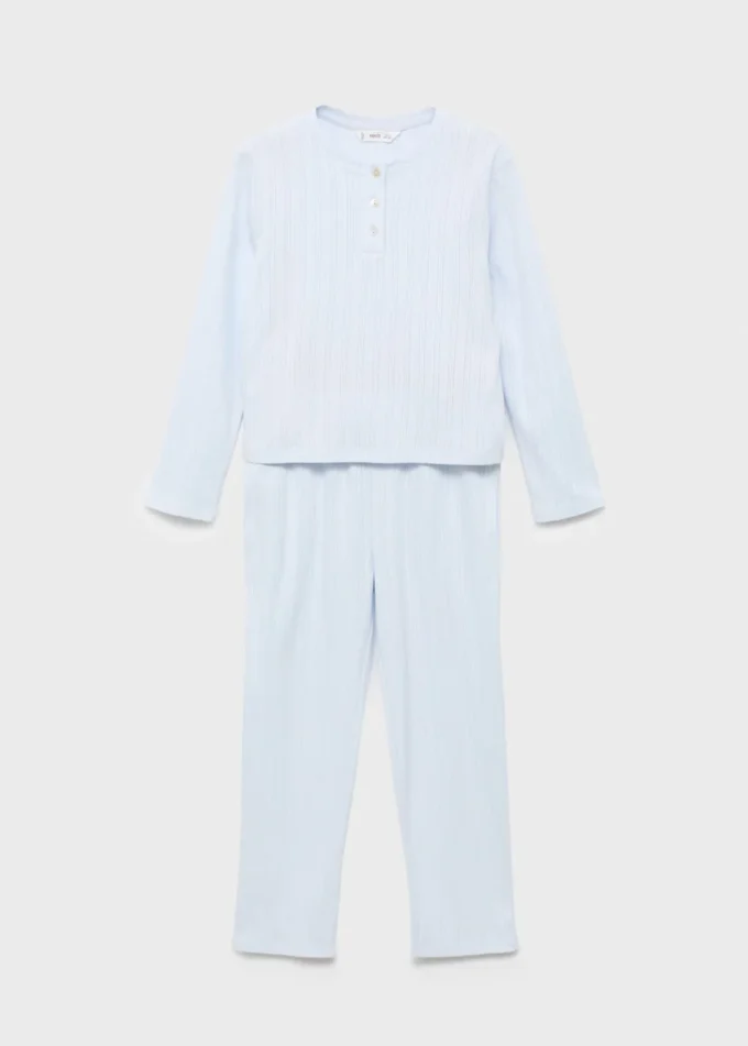 Langer gerippter Pyjama