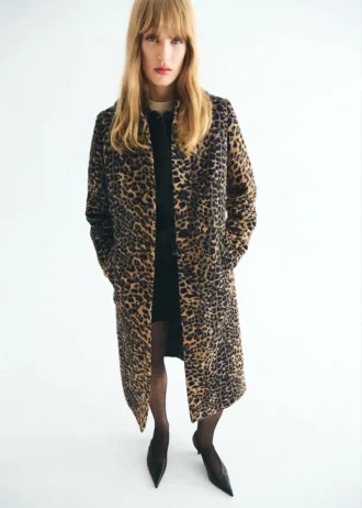 Langer Mantel mit Leopardenmuster