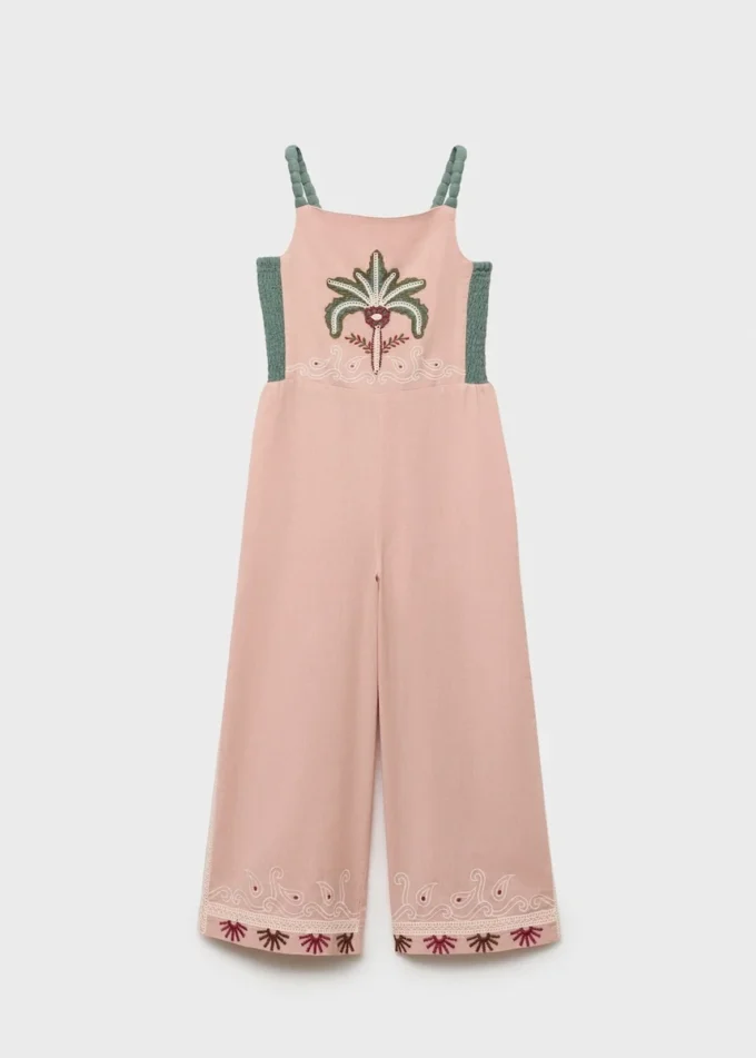 Langer Overall mit gestickten Details