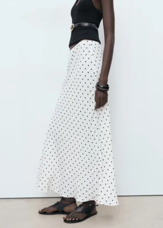 Langer Rock mit Polka-Dots