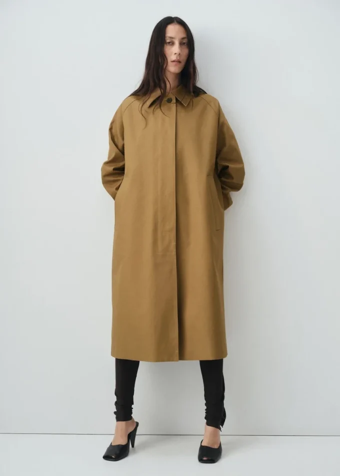 Langer Trenchcoat aus 100 % Baumwolle