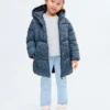 Langer, wattierter Anorak mit Blumenmuster Langer, wattierter Anorak mit Blumenmuster