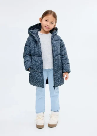 Langer, wattierter Anorak mit Blumenmuster
