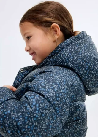Langer, wattierter Anorak mit Blumenmuster