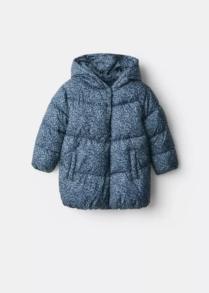 Langer, wattierter Anorak mit Blumenmuster Langer, wattierter Anorak mit Blumenmuster