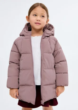 Langer, wattierter Anorak mit Kapuze