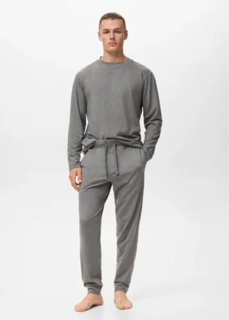 Langes Baumwoll-Pyjama-Set