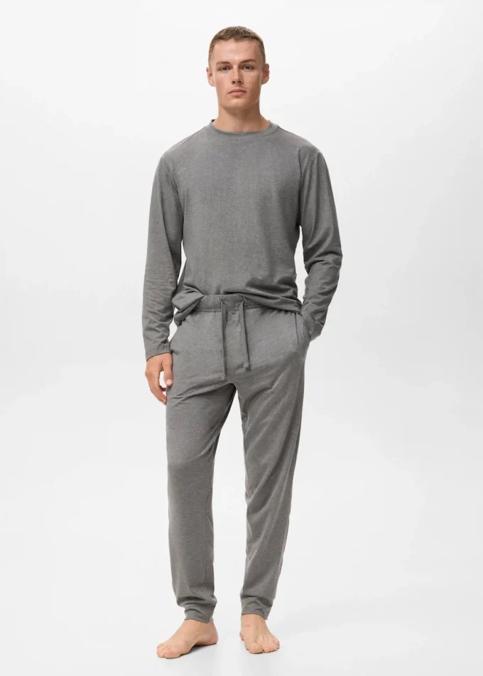 Langes Baumwoll-Pyjama-Set Langes Baumwoll-Pyjama-Set