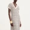 Langes gestreiftes Strickkleid Langes gestreiftes Strickkleid