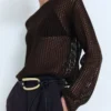 Langärmeliger Häkelpullover