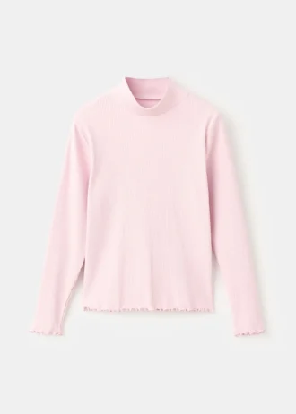 Langärmliges T-Shirt mit Rippstrick