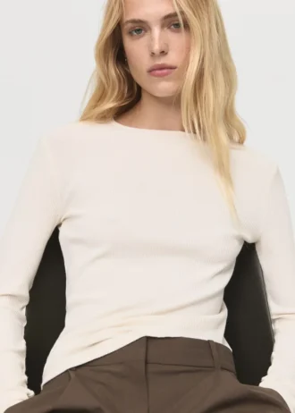 Langärmliges T-Shirt mit Rippstrick
