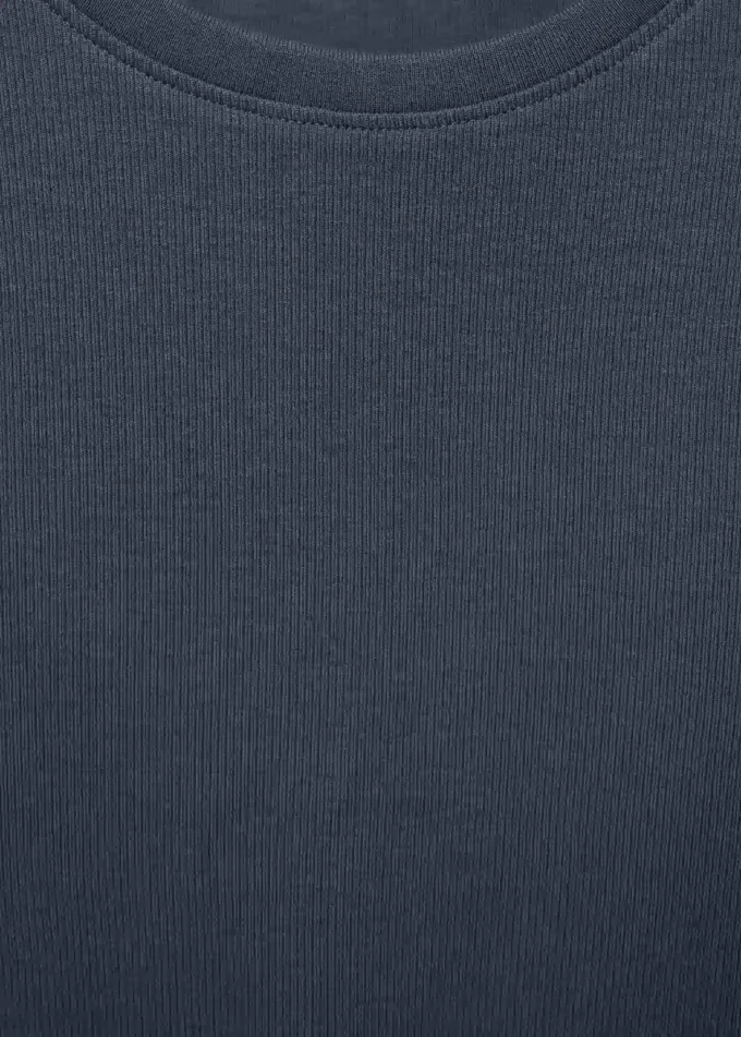 Langärmliges T-Shirt mit Rippstrick Langärmliges T-Shirt mit Rippstrick