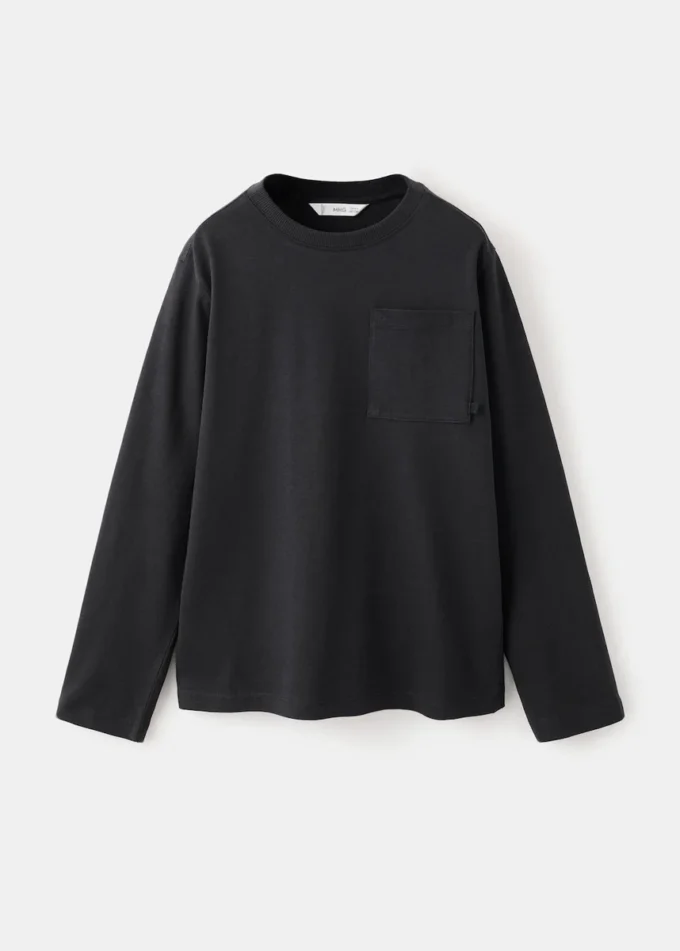 Langärmliges T-Shirt mit Tasche