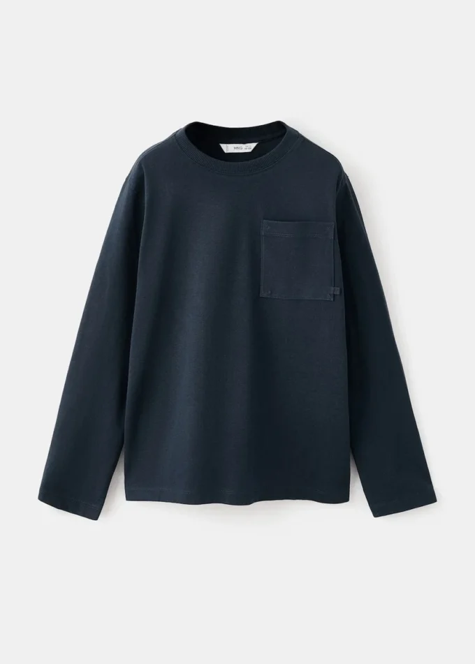 Langärmliges T-Shirt mit Tasche
