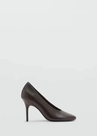 Leder-High-Heels mit runder Spitze
