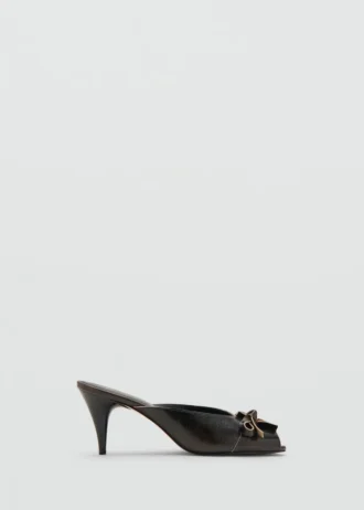 Leder-Sandalen mit hohem Absatz und Schleife