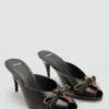 Leder-Sandalen mit hohem Absatz und Schleife