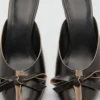 Leder-Sandalen mit hohem Absatz und Schleife
