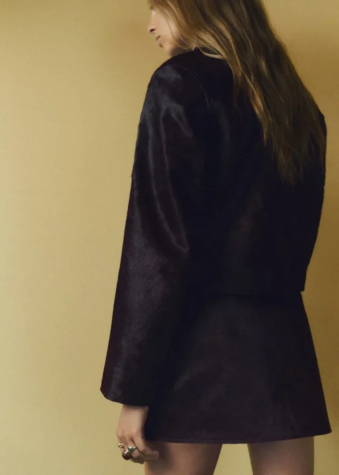 Lederjacke mit Felltaschen Lederjacke mit Felltaschen