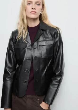 Lederjacke mit Pattentaschen