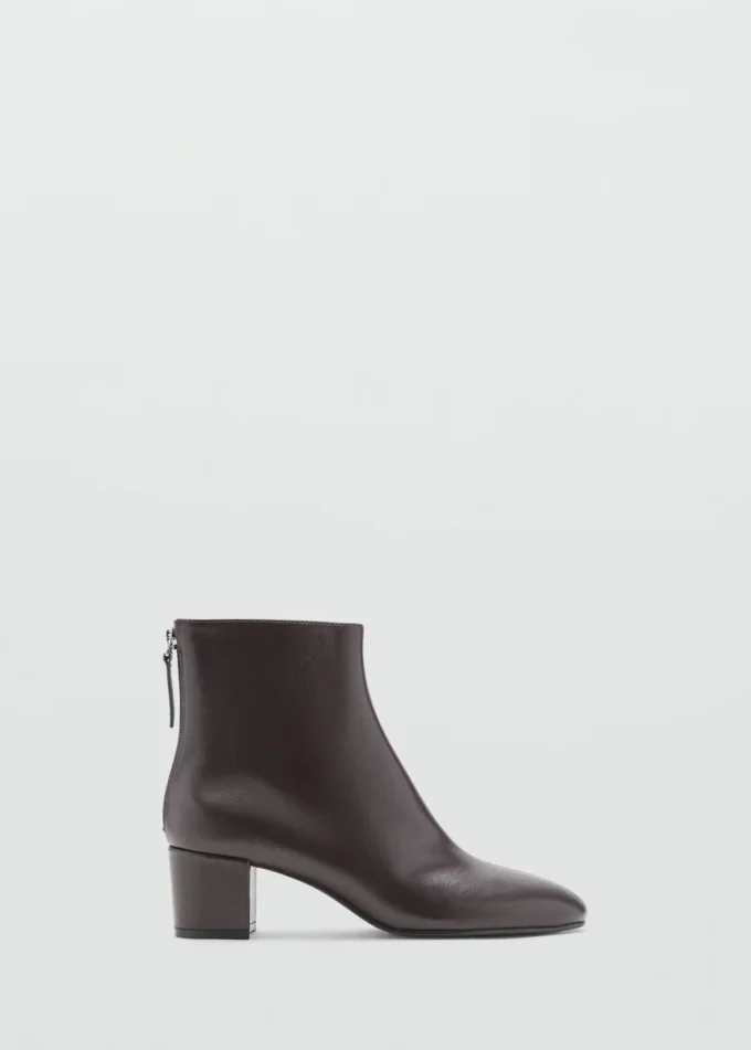 Lederstiefeletten mit Blockabsatz