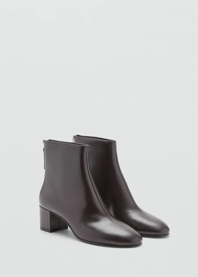 Lederstiefeletten mit Blockabsatz