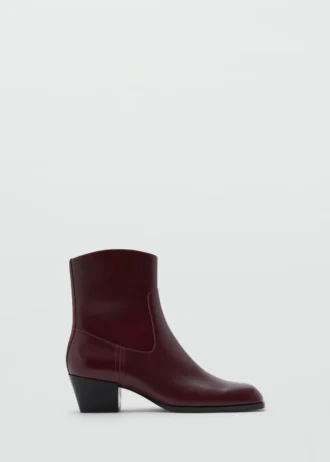 Lederstiefeletten mit eckiger Zehenpartie
