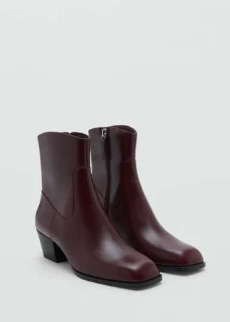 Lederstiefeletten mit eckiger Zehenpartie