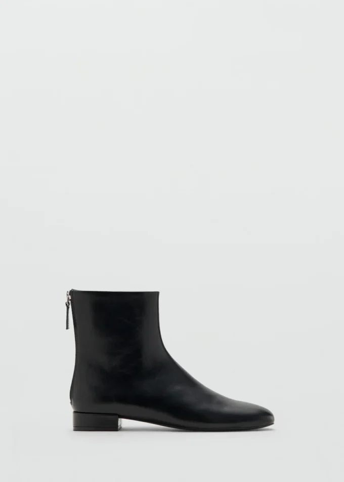 Lederstiefeletten mit Reißverschluss