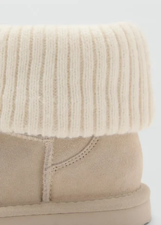 Lederstiefeletten mit Strickdetail