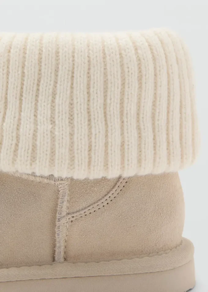 Lederstiefeletten mit Strickdetail Lederstiefeletten mit Strickdetail
